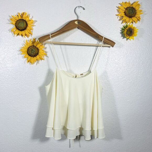 Free People Tropical Wave Cream Lace Back Crop Top Size Large Women’s - Picture 1 of 9